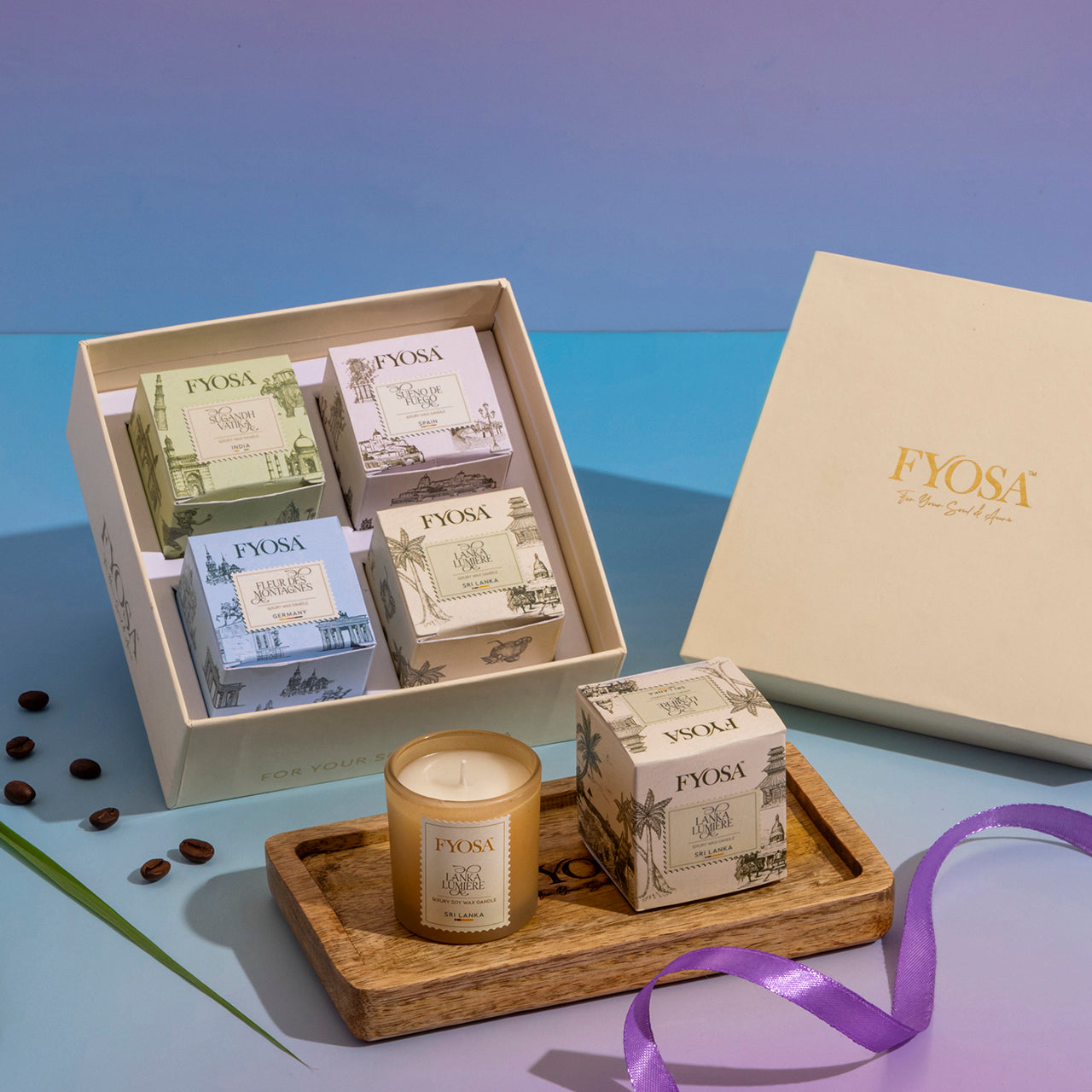 Fyosa World Journey – Pack of 4 Scented Candles (India, Spain, Germany, Sri Lanka) - COMBO-2