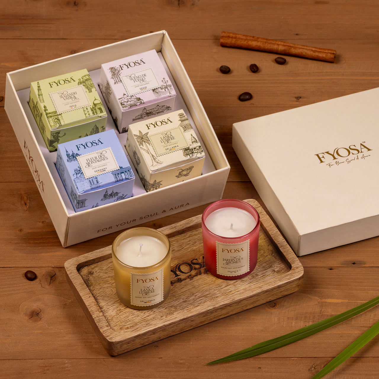 Fyosa World Journey – Pack of 4 Scented Candles (India, Spain, Germany, Sri Lanka) - COMBO-2